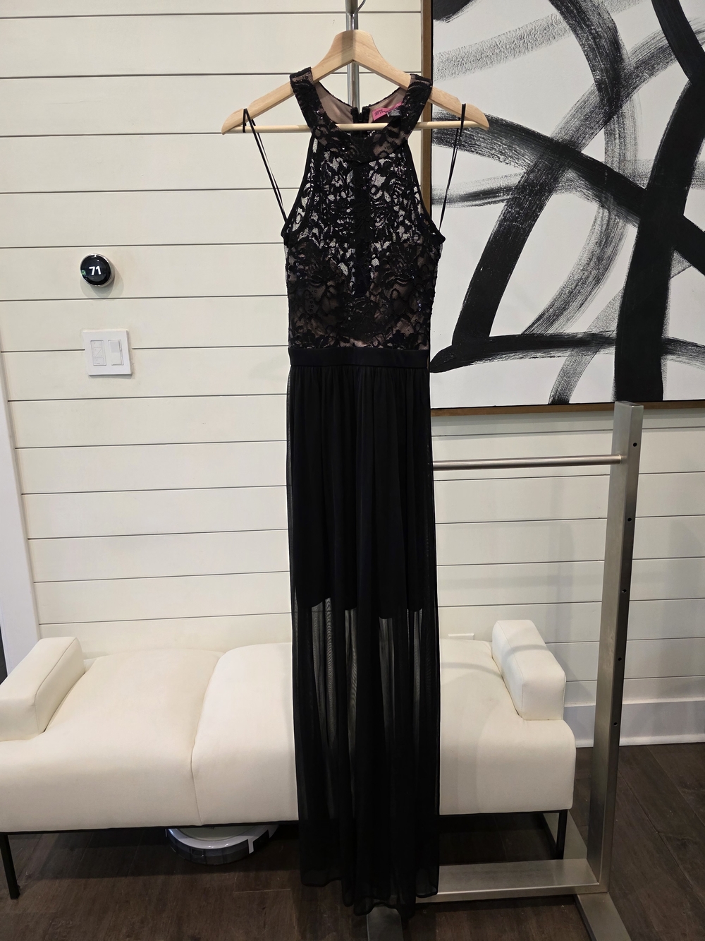 Black Lace Bodice Maxi Dress